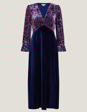 Milena Floral Devoré Velvet Midi Dress, Purple (PURPLE), large