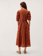 Harika Floral Embroidered Midi Dress, Brown (BROWN), large