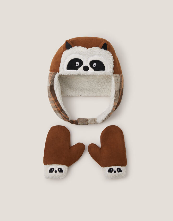 Baby Racoon Trapper Hat & Mittens Set, Multi (MULTI), large