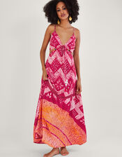 Bandhani Dye Print Maxi Dress, Pink (PINK), large