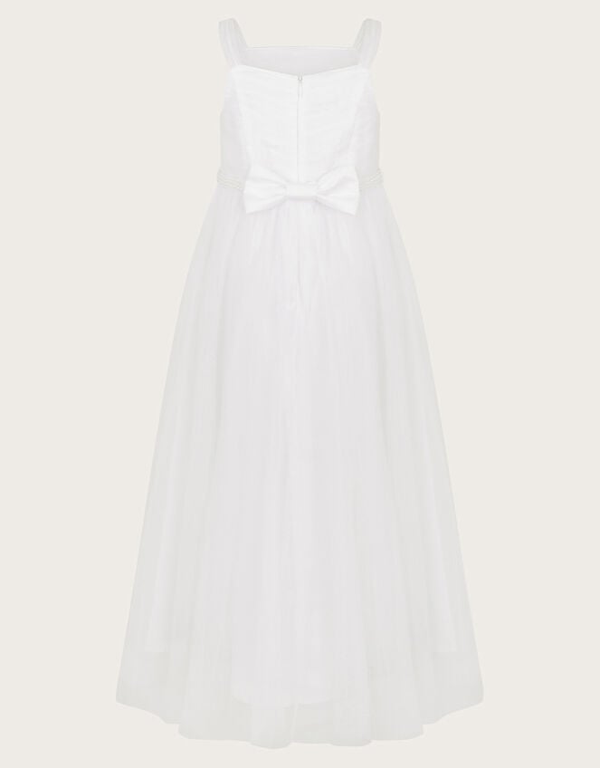 Fleur Pearly Tulle Communion Dress, White (WHITE), large