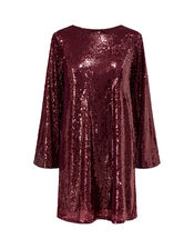 Crās Sequin Tunic Mini Dress, Red (WINE), large