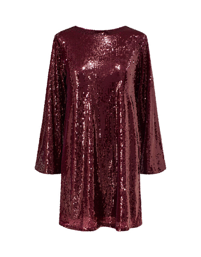 Crās Sequin Tunic Mini Dress, Red (WINE), large