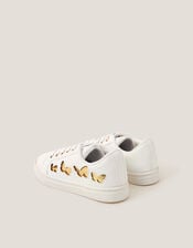 Metallic Butterfly Lace Up Trainers, Ivory (IVORY), large