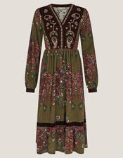 Jemima Paisley Print Jersey Midi Dress, Green (GREEN), large