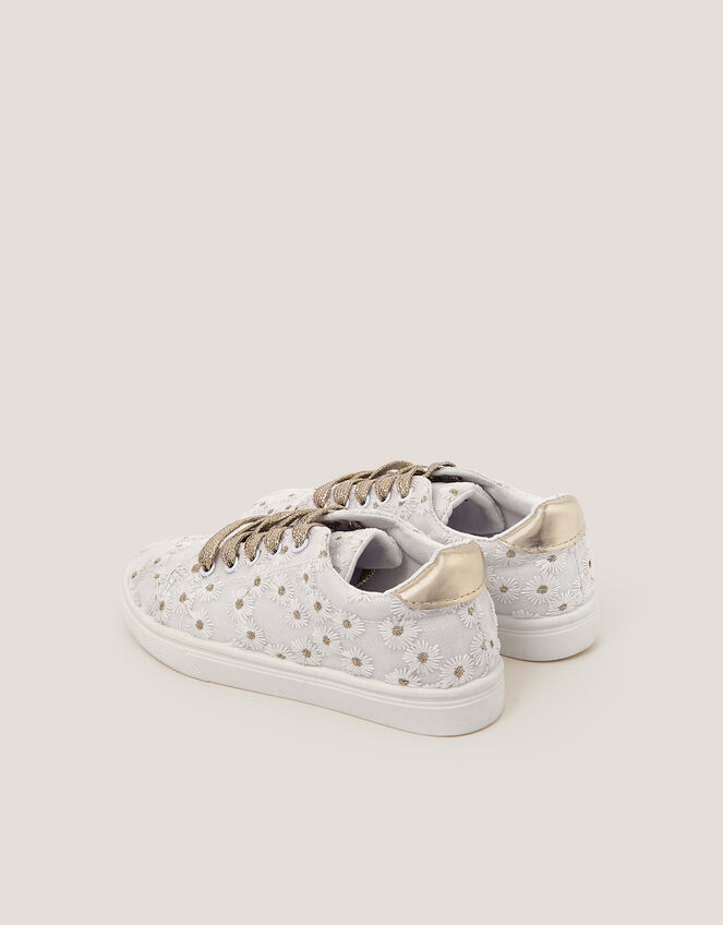 Floral Embroidered Trainers, Gold (GOLD), large
