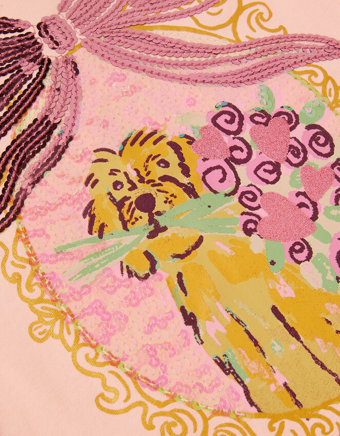 Sequin Bow Dog Graphic T-Shirt, Pink (PINK), large