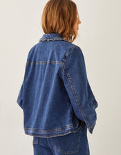 Sadie Ruffle Denim Jacket, Blue (MID AUTHENTIC BLUE), large