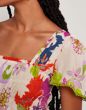 Arissa Print Dress, Ivory (IVORY), large