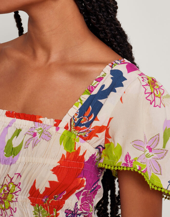 Arissa Print Dress, Ivory (IVORY), large