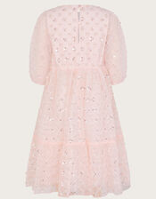 Gracie Long Sleeve Beaded Tunic Dress, Pink (PINK), large