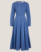 Isadora Denim Midi Dress, MID BLUE, large