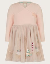 Baby Wrap Sequin Christmas Disco Dress, Pink (PINK), large