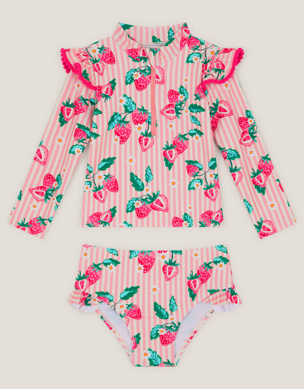 Baby Strawberry Print UPF50+ Swim Set, Pink (PINK), large