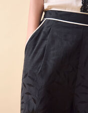 Clemence Gianna Jacquard Wide Leg Trousers, Black (BLACK), large