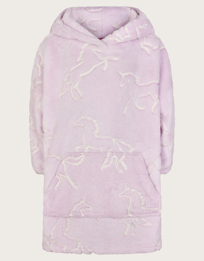 Fleece Unicorn Print Blanket Hoodie, Pink (PINK), large