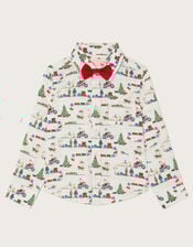 Christmas Bow Tie Shirt, Ivory (IVORY), large