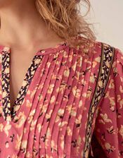 East Darney Pintuck Floral Blouse, Red (BERRY), large