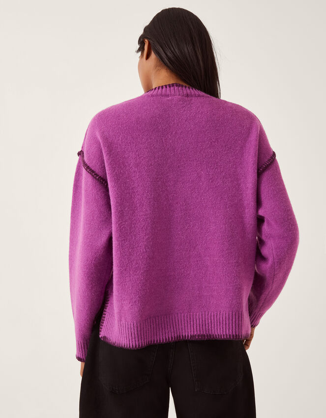 Shayla Whipstitch Jumper, Purple (PURPLE), large