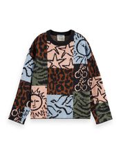 Scotch & Soda Oversized Patchwork Print Jumper, Multi (MULTI), large