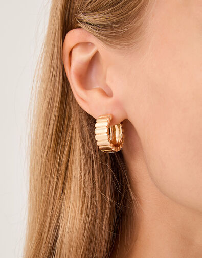 Baguette Cut Hoop Earrings, , large