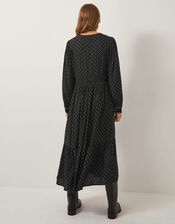 Zoie Embroidered Print Midi Dress, Black (BLACK), large