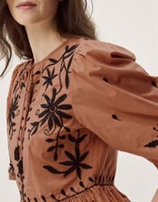 Freya Embroidered Puff Sleeve Top, Orange (PEACH), large