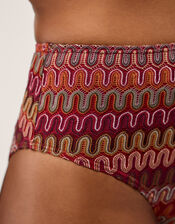 Zaria Knit High Waist Bikini Bottoms, Red (BURGUNDY), large