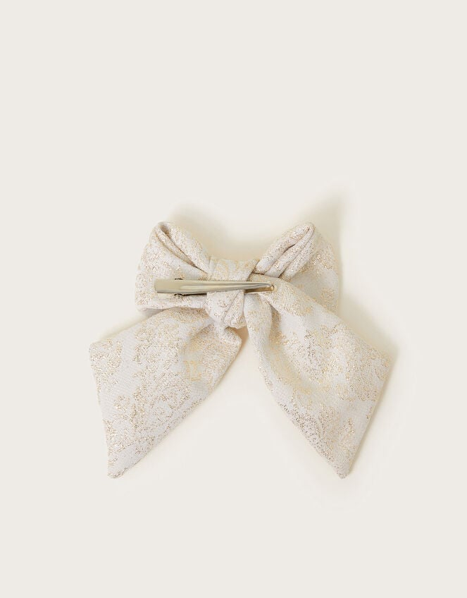 Jacquard Bow Hair Clip, , large