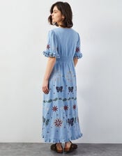 East Mererid Embroidered Midi Dress, Blue (BLUE), large