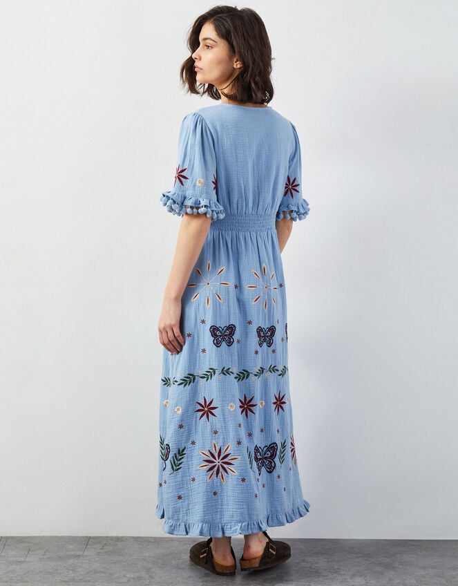 East Mererid Embroidered Midi Dress, Blue (BLUE), large