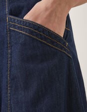 Harper Seamed Denim Midi Skirt, Blue (INDIGO), large