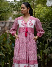 Dilli Grey Jackie Floral Tunic Midi Dress, Pink (PINK), large