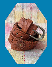 Maison Hotel Devendra Leather Belt, Brown (BROWN), large