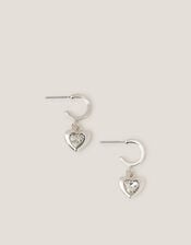 Heart Gemstone Hoop Drop Earrings, , large