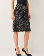 Ria Lace Pencil Skirt , Black (BLACK), large