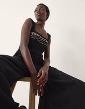 Billie Embroidered Jumpsuit, Black (BLACK), large