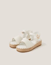 Scallop Espadrille Sandals, White (WHITE), large