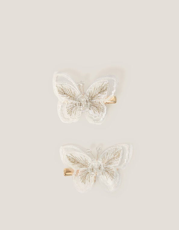 2-Pack Embroidered Butterfly Hair Clips, , large
