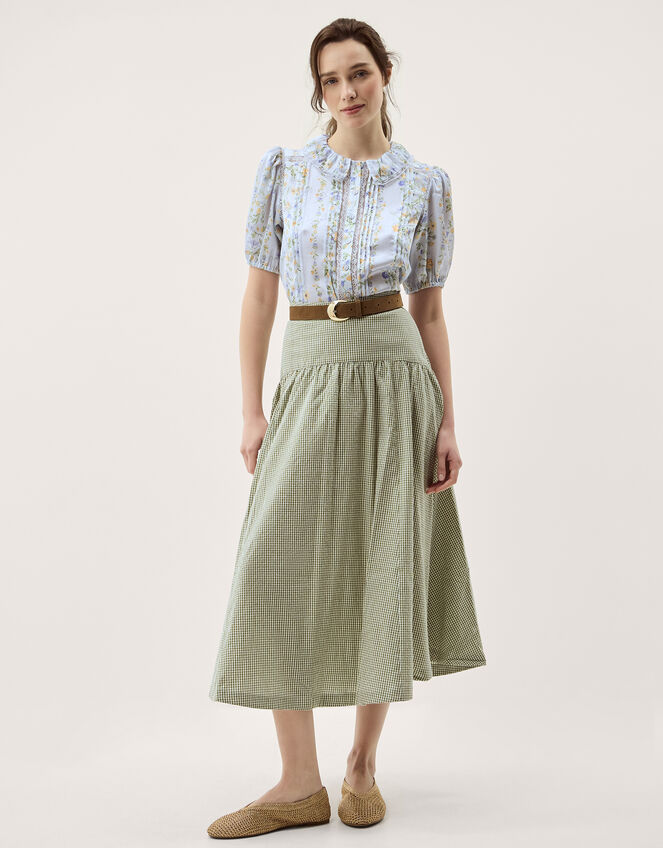 Naomi Puff Sleeve Floral Lace Blouse, Blue (BLUE), large