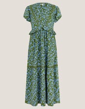 Bryony Print Jersey Midi Dress, Green (GREEN), large