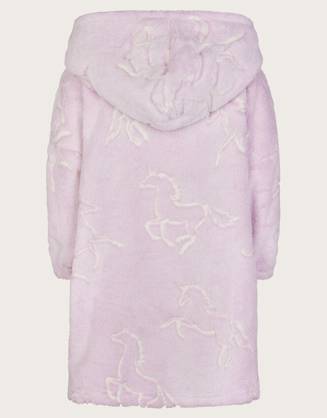 Fleece Unicorn Print Blanket Hoodie, Pink (PINK), large