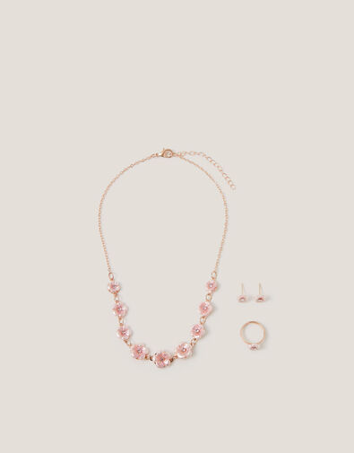 Pearly Flower Jewellery Set, Pink (PINK), large