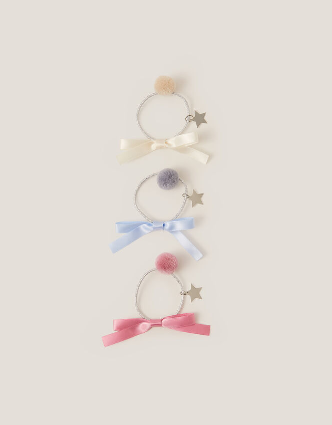 3-Pack Pom Bow Hair Bands, , large