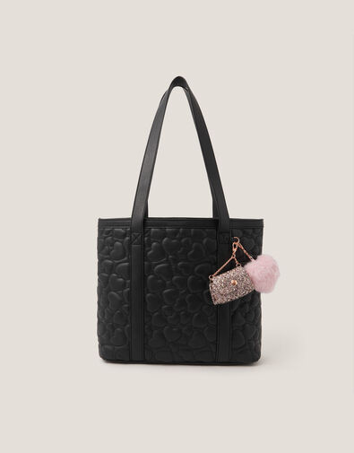 Heart Quilted School Tote Bag, , large