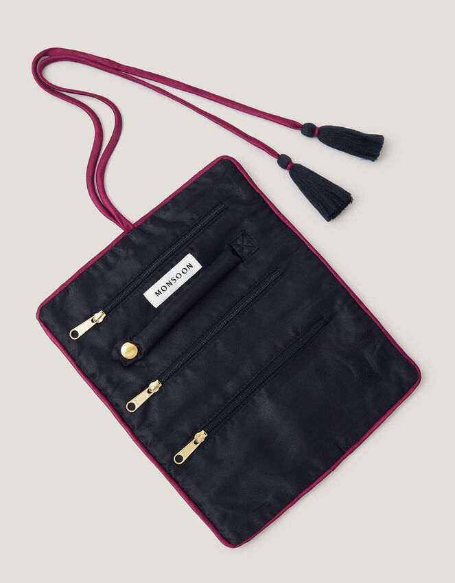 Floral Embroidered Velvet Jewellery Storage Roll , , large