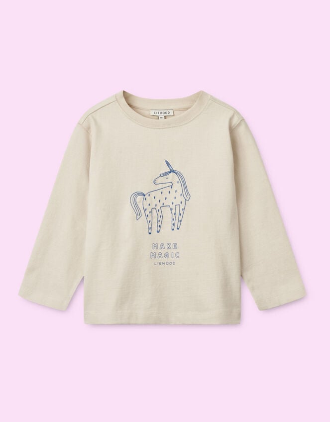 Liewood Unicorn Print Long Sleeve Top, Ivory (IVORY), large