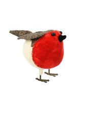 Fiona Walker Small Velvet Standing Christmas Robin, , large