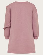 Frilly 3D Flower Sweatshirt Dress, Purple (LILAC), large