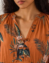 Georgie Botanical Print Midi Dress, Copper (COPPER), large